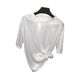 Glitter Stage Performance T-Shirt For Women - Loose Fit, Reflective, Breathable Cotton Blend, Short Sleeve Round Neck (Multiple Colors)_ecoleips.com