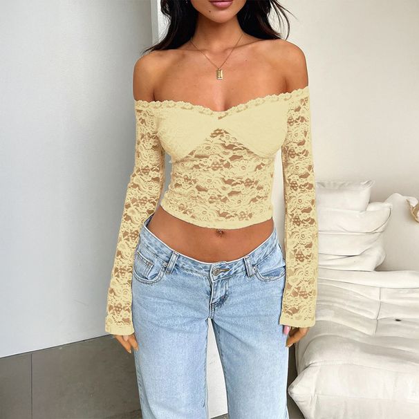 Diyun European And American Y2K Hot Girl Style Sexy Long Sleeve T-Shirt Lace Women's Clothing 2025 Autumn_ecoleips.com