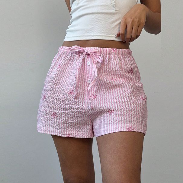 Sexy Pink Shorts Summer Holiday Style Beach Pants Polyester Wide Leg Hot Pants Women_ecoleips.com