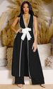 Hot Sale Fashion European And American Women's Sexy Camellia Bow Sleeveless Long Vest Dress Wide Leg Pants Set_ecoleips.com