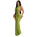 Verve K10772 Women's Solid Color Sexy Side Slit Sleeveless Fashion Gown Dress New_ecoleips.com