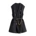 Women's Clothing 2023 autumn and winter new woolen vest women's medium and long V-neck sleeveless waistcoat belt woolen vest jacket_ecoleips.com