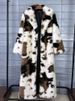 K Thick Cow Patterned Fur Coat For Women, Faux Fur, Elongated Suit Collar Coat_ecoleips.com