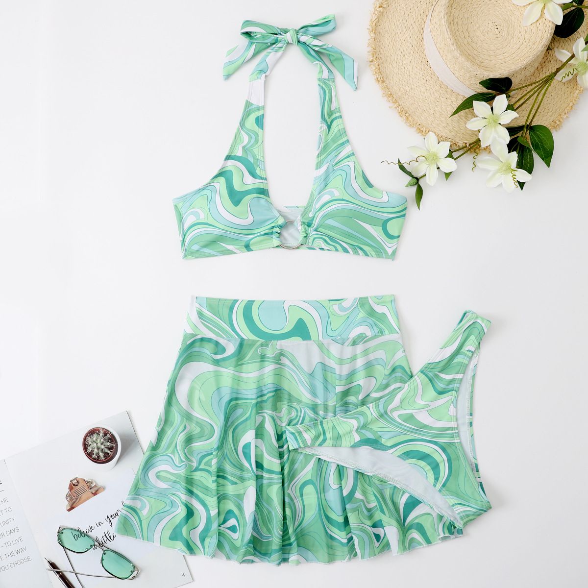 Women's Clothing New sexy Bikini Women's Swimsuit Bikini Gauze Skirt Three Piece Separate Women's Swimsuit_ecoleips.com