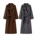 Temperament Double-breasted Belt Extended Woolen Trench Coat Woolen Coat_ecoleips.com