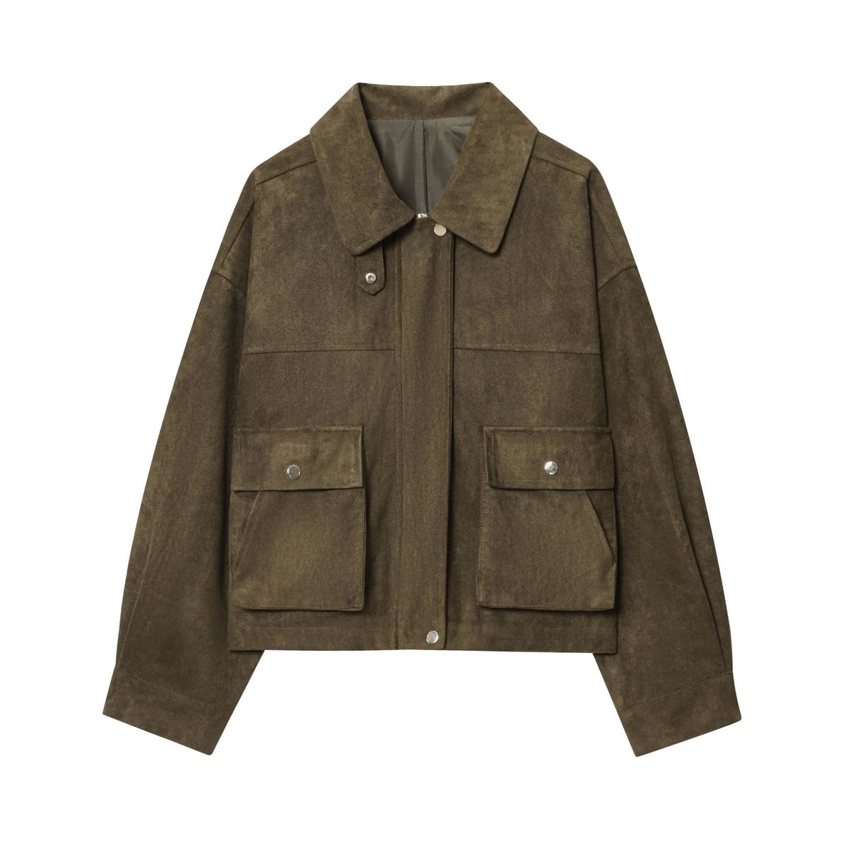 Women's Faux Leather Pilot Jacket – Stylish Autumn Bomber Coat, Slim Fit With Ribbed Cuffs, European & American Streetwear (Black, Sizes S-L)_ecoleips.com