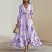 Women’s Flowy Long-Sleeve Printed Maxi Dress – Boho Chic & Elegant Tiered Dress For Casual & Special Occasions_ecoleips.com