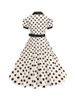 Women's Vintage Polka Dot Summer Dress Short Sleeve V-Neck A-Line Casual Party Robe Femme Pin Up Style_ecoleips.com
