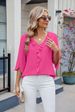 K Loose Women's V-Neck Pleated Ruffle Sleeve Top_ecoleips.com