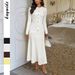 Diyun European And American Elegant Style Short Sleeve Solid Color Long Dress Women's Clothing 2025 Autumn_ecoleips.com