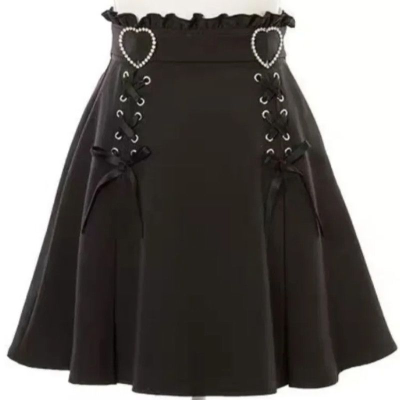2025 Y2k Aesthetic Harajuku Style Sweet Girl High Waist Mini Bandage Skirt Slim Women Solid Streetwear Gothic Jk Saia Feminina_ecoleips.com