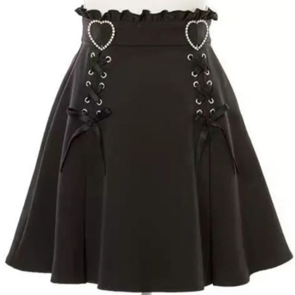 2025 Y2k Aesthetic Harajuku Style Sweet Girl High Waist Mini Bandage Skirt Slim Women Solid Streetwear Gothic Jk Saia Feminina_ecoleips.com
