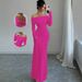 Women's Sexy Off Shoulder Shirred Bodycon Maxi Dress – Elegant Fall Evening Gown 2026_ecoleips.com