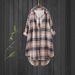 Large Size Women's Spring Literary Retro Casual Checkered Long-Sleeved Shirt_ecoleips.com