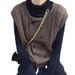 Women's crew neck knitted casual vest_ecoleips.com