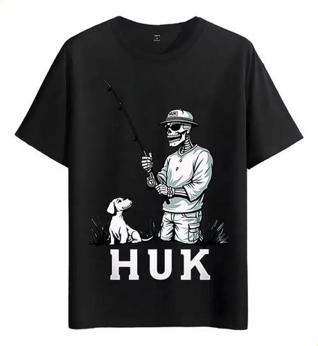 Women's T-Shirts Muscle Freaks Skeleton Fishing Huk Style T-shirt_ecoleips.com