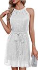 Women's Clothing Sequined Dress Fashionable Half Slung Collar Sleeveless Fashion Sparkling Dress_ecoleips.com