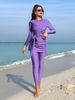 Women's Clothing Solid Color Lace Up Hip Skirt Long Sleeved Round Neck High Waist Short Dress Muslim Swimsuit Female_ecoleips.com