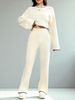 Women's Knitwear Set 2025 - Long Sleeve Top & High Waist Wide Leg Pants Two-Piece Outfit For Casual & Office Wear_ecoleips.com