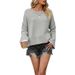 Women's Street Style Knit Sweater - Oversized Round Neck Bell Sleeve Pullover, Soft Acrylic Blend, Trendy Loose Fit For Fall/Winter_ecoleips.com
