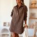 Women's Clothing Loose Fit Denim Dress Long Sleeved Collared_ecoleips.com