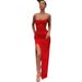 European And American Cross-border Summer Women's New Style Spaghetti Strap Slim-fit Backless Sexy Slit Elegant Solid_ecoleips.com