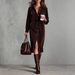 2026 New Independent Store Solid Color Corduroy Long-Sleeve Collared Shirt Loose Long Dress_ecoleips.com