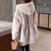 Long Hooded Faux Fur Coat – Slim Waist Belt & Plush Rabbit-Like Texture (Beige/Black/White/Pink) – Winter Statement Piece For Effortless Elegance_ecoleips.com