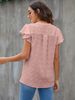 K Women's New V-neck Pleated Lotus Leaf Sleeve Fur Ball Top Shirt_ecoleips.com