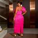 Women’s Clothing solid color hip fringe skirt party banquet oblique collar big bow dress dress_ecoleips.com