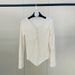 V-Neck Long Sleeve Top With Sequins, Tie-Front Detail And Asymmetric Hemline, Korean Style Casual Blouse For Women_ecoleips.com
