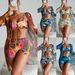 Women's High Waist Bikini Swimwear Set 3-Piece Adjustable Drawstring Floral Print Conservative Swimsuits_ecoleips.com