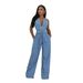 Women's Clothing Tight Waist Slim Elastic Washed Denim Jumpsuit_ecoleips.com