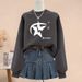 Women's Fleece Lined Thickened round Neck Sweatshirt Petite Relaxed Style for Autumn Winter Spring New 2023 No Hood_ecoleips.com