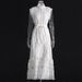 Women's Clothing retro niche design autumn round neck sleeveless hollow perspective design solid color long dress for women_ecoleips.com