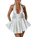Women Stylish Halter Tie‑Back Waist‑Cinching Dress Dating Vacation Party Outfit_ecoleips.com
