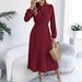 Elegant Pleated Midi Dress With Lantern Sleeves – Flowy Tie-Up Women’s Dress For Spring & Summer_ecoleips.com