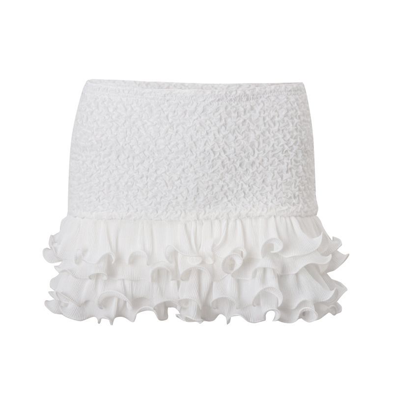 Women's Ruffled Skirt Set With Push Up Bralette Long Sleeved Top Sexy Temperament_ecoleips.com