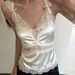 Women's Sleeveless Camisole Top Bow Tie V Neck Lace Slim Fit Pure Sexy Patchwork Solid Color Hot Girl Outerwear Vest_ecoleips.com
