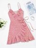 cross-border European And American New Style Lace-up Pleated Ruffle Floral Sleeveless Strap Dress_ecoleips.com