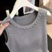 Women's Button-Down Knit Camisole Breathable Summer Sleeveless Top Loose Fit_ecoleips.com