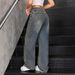 Vintage Washed Loose Wide-Leg Jeans With Rolled Hem High-Waisted Slimming Draped Straight-Leg Pants For Women, Spring_ecoleips.com