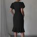 Women's Clothing Women's Fashion Elegant Round Neck Ruffled Hem Large Size Medium And Long Dress_ecoleips.com