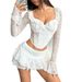 Women's Clothing INS Style Temperament Hot Girl Slim Version Elastic Flower Lace Steel Ring Fishbone Top_ecoleips.com