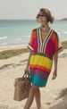 Women's Breathable Striped Maxi Dress V-Neck Beach Cover-Up Side Slits S-5XL_ecoleips.com