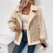 Women's Clothing Chic Oversized Faux Shearling Jacket – Distressed Suede & Fleece Biker Coat (Khaki, S-XL)_ecoleips.com