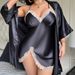 Cross-border Plus-size Ice Robe For Women, Fashionable Camisole Shorts Pajamas, Casual Outerwear, Faux Silk Bathrobe,_ecoleips.com