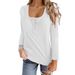 Women's Long Sleeve T-Shirt Button Up Casual Top Solid Color Autumn Fashion For Women_ecoleips.com