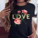 European And American Clothing, Round Neck, Letter Print, Summer Vintage Floral Women's Short-sleeve T-shirt_ecoleips.com