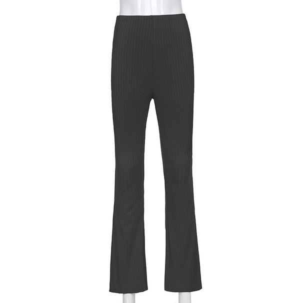 K European And American Style New Women's Pants Fashionable Solid Color Tight Fit High Waisted Slightly Flared Pants Elastic Bottom Casual Pants_ecoleips.com